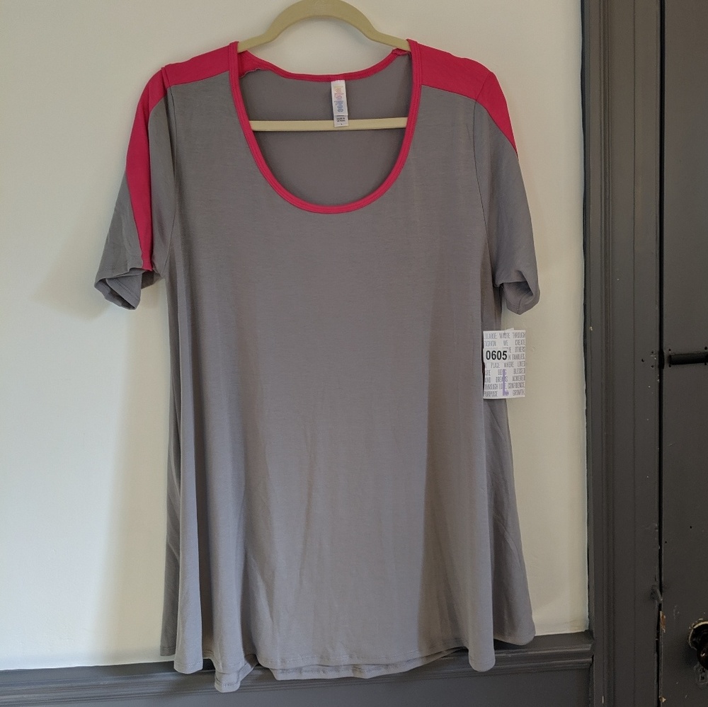 LulaRoe Gray And Pink Perfect T
